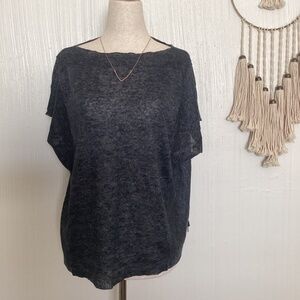 $158 Eileen Fisher 100% linen knit box top blouse ballet neck XS S